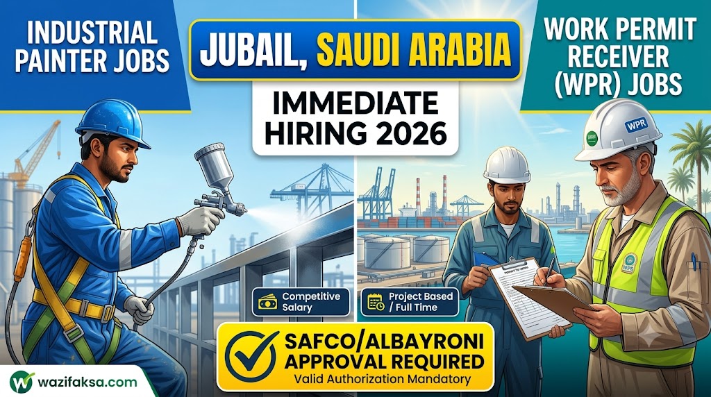 Work Permit Receiver (WPR) & Painter Jobs in Jubail Saudi Arabia – Immediate Hiring 2026