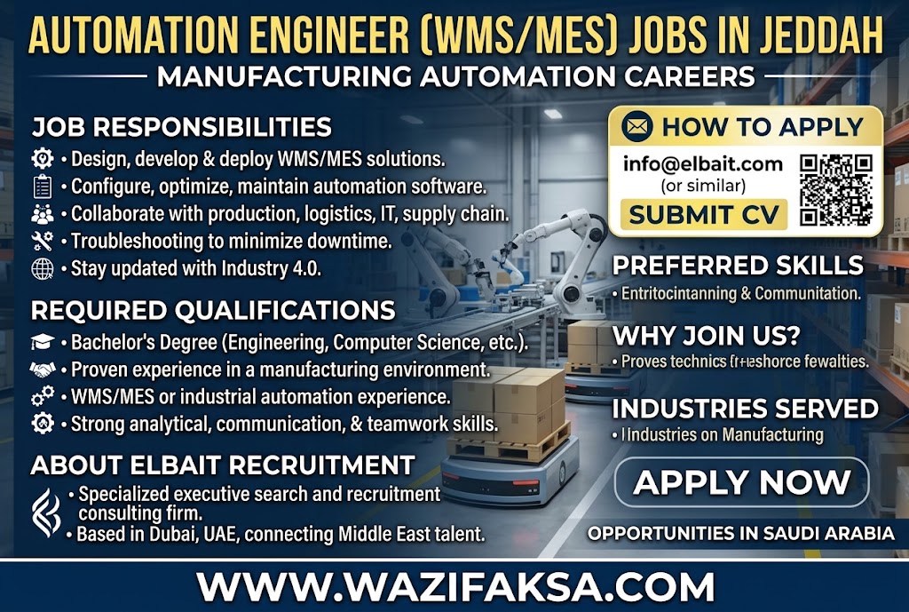 Automation Engineer (WMS/MES) Jobs in Jeddah, Saudi Arabia | Manufacturing Automation Careers