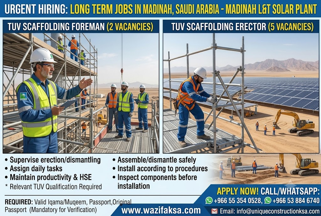 Safety Officer & Work Permit Receiver (WPR) Jobs in Saudi Arabia